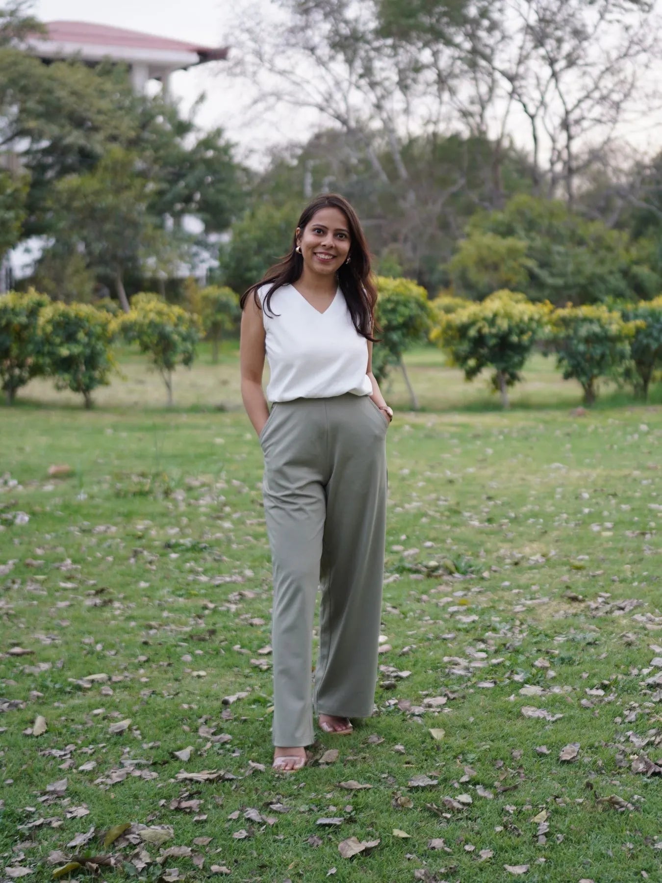 Women Mint Green Wide Leg Pants