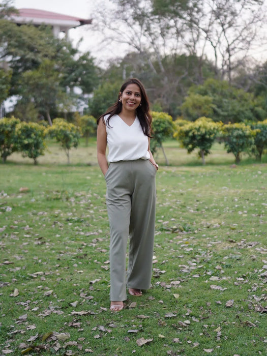 Women Mint Green Wide Leg Pants