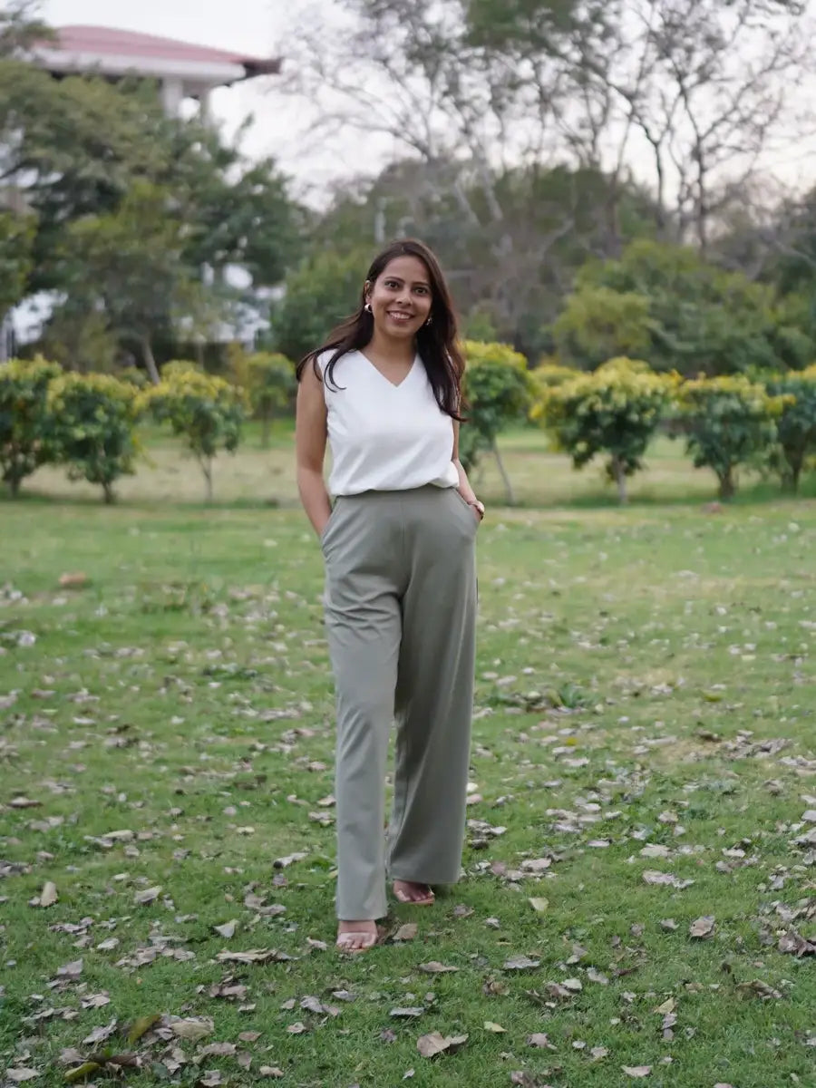 Women Mint Green Wide Leg Pants