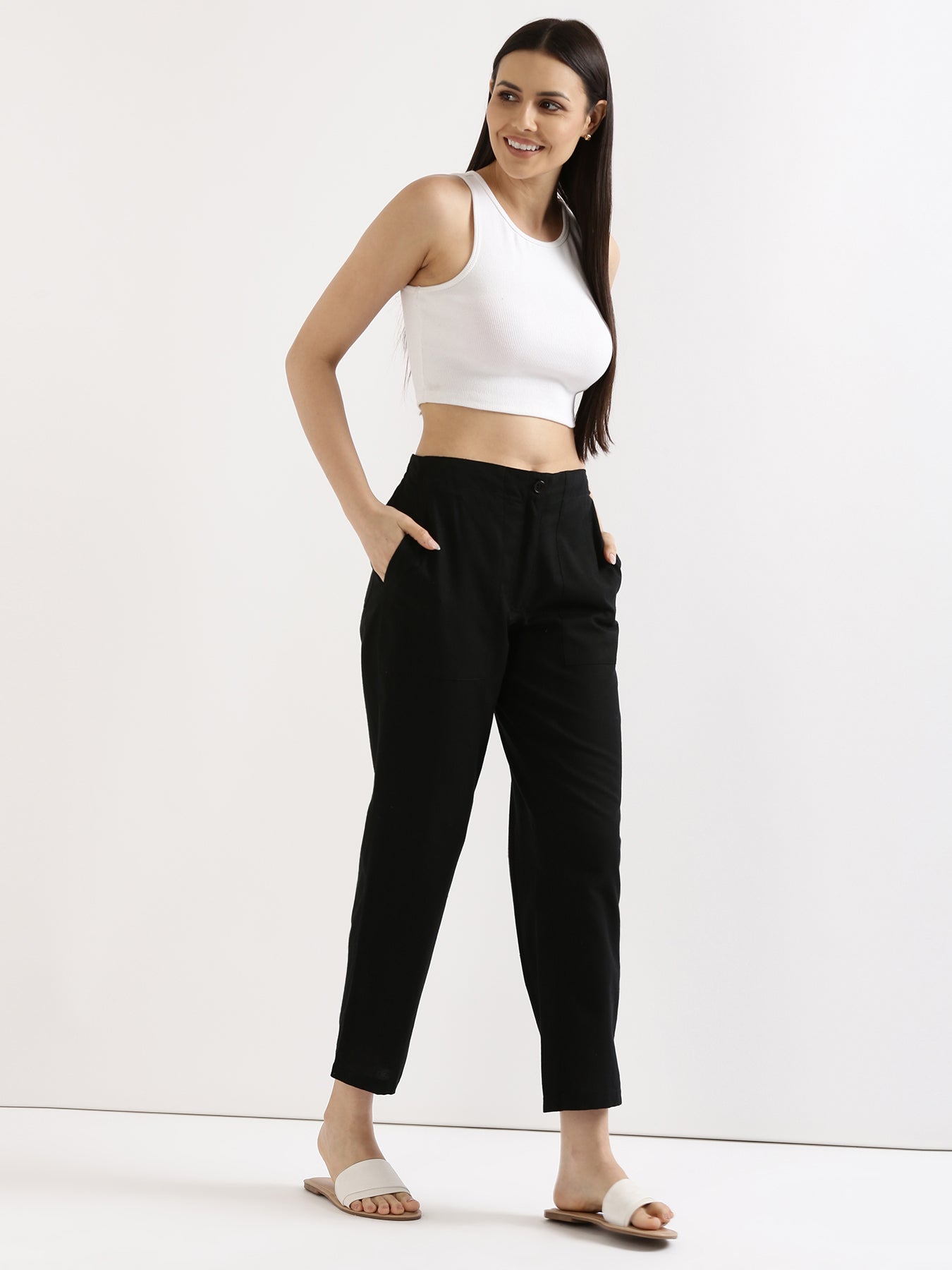 Black Airy Linen Pants