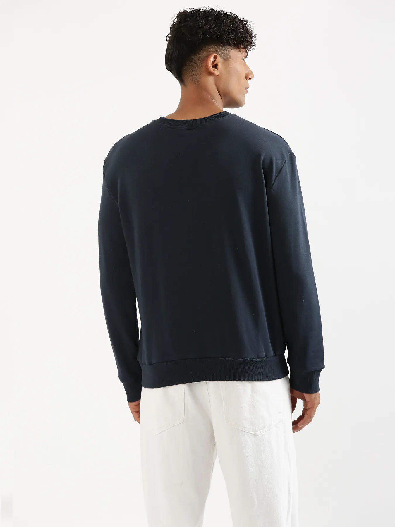 Unisex Navy Blue Round Neck Sweatshirt