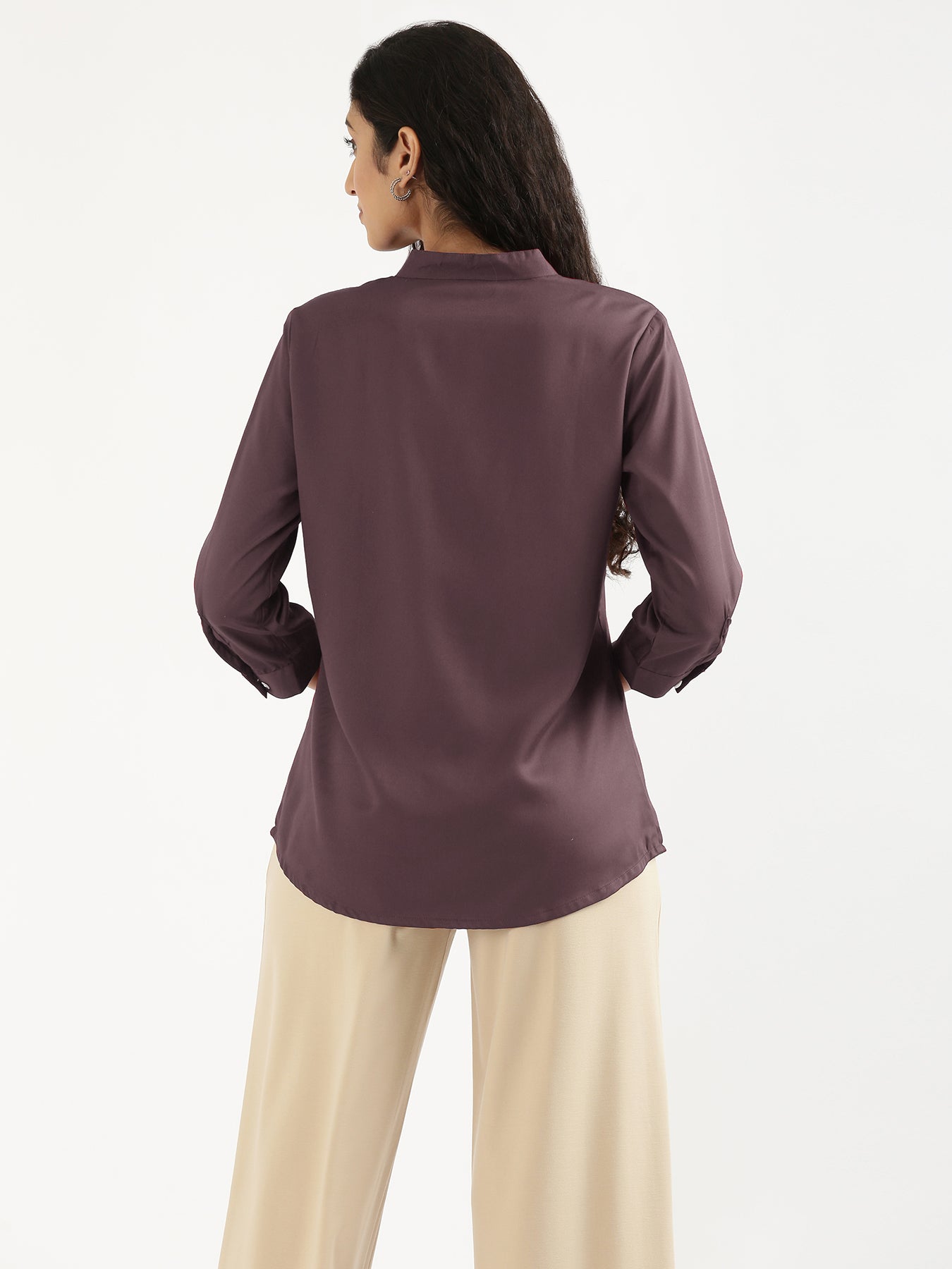 Brinjal Viscose Pleated Top