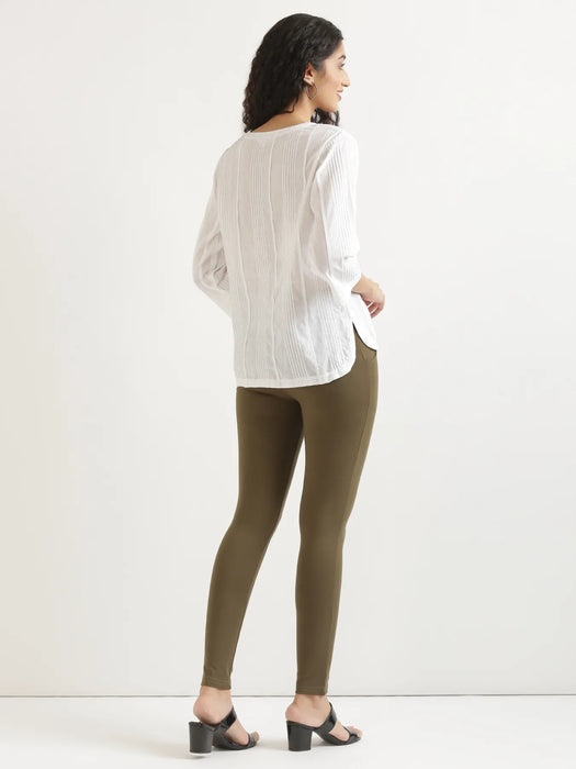 Women Olive Green 4-Way Stretchable Pants