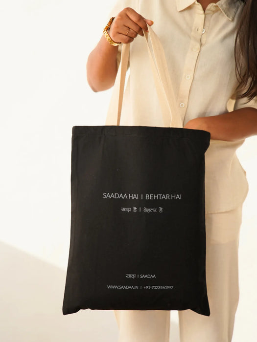 Black Cotton Tote Bag