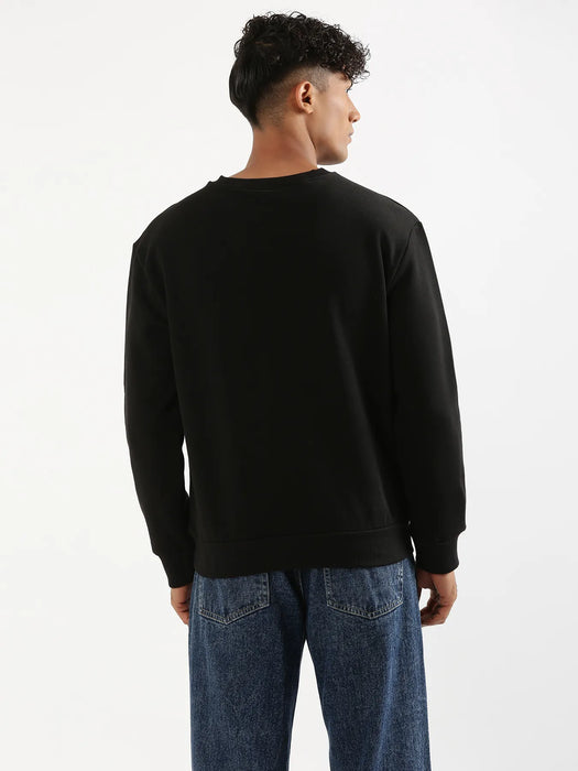 Unisex Black Round Neck Sweatshirt