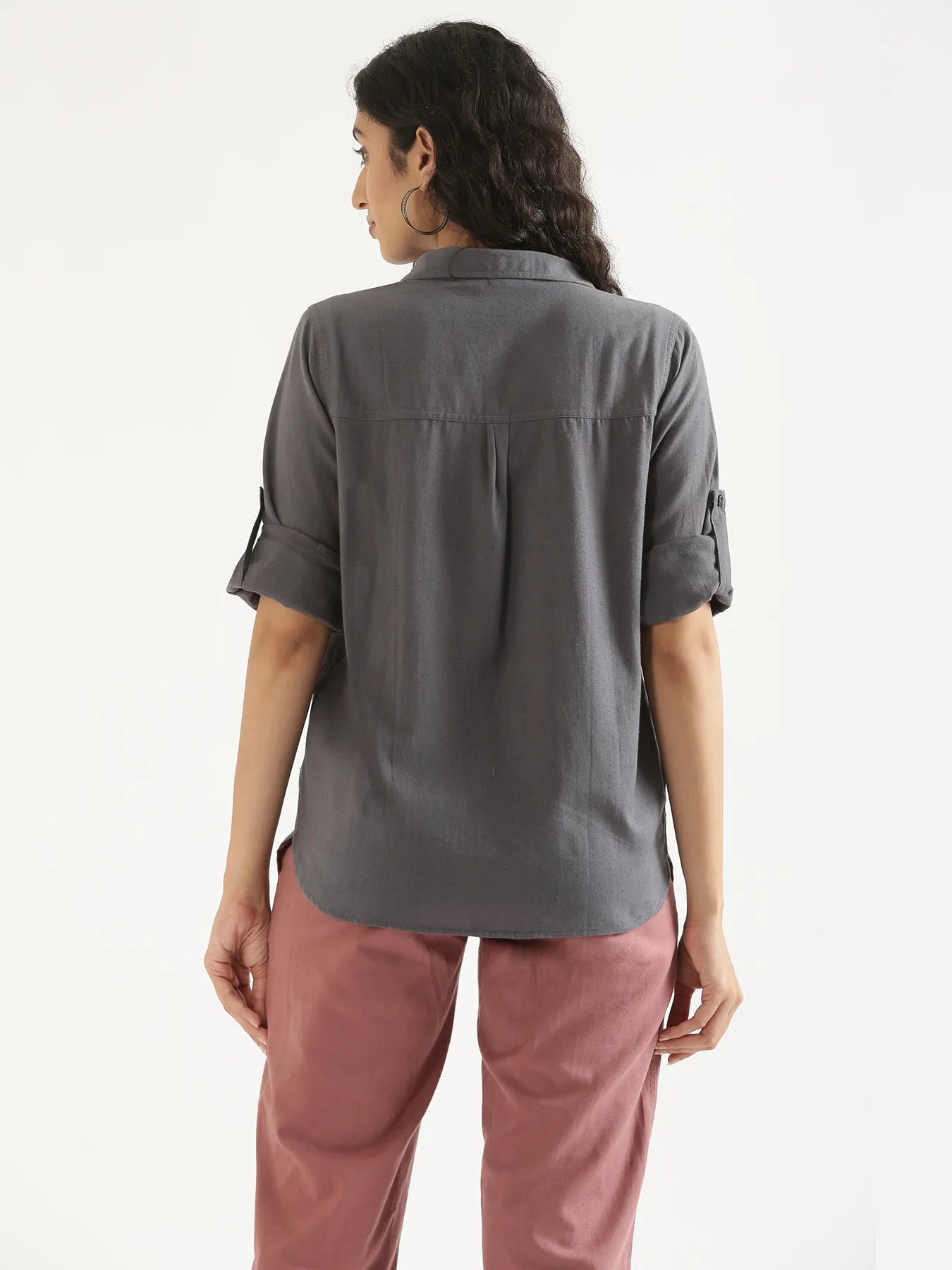 Women Slate Grey Airy-Linen Shirt