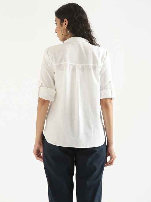 Women White Airy-Linen Shirt