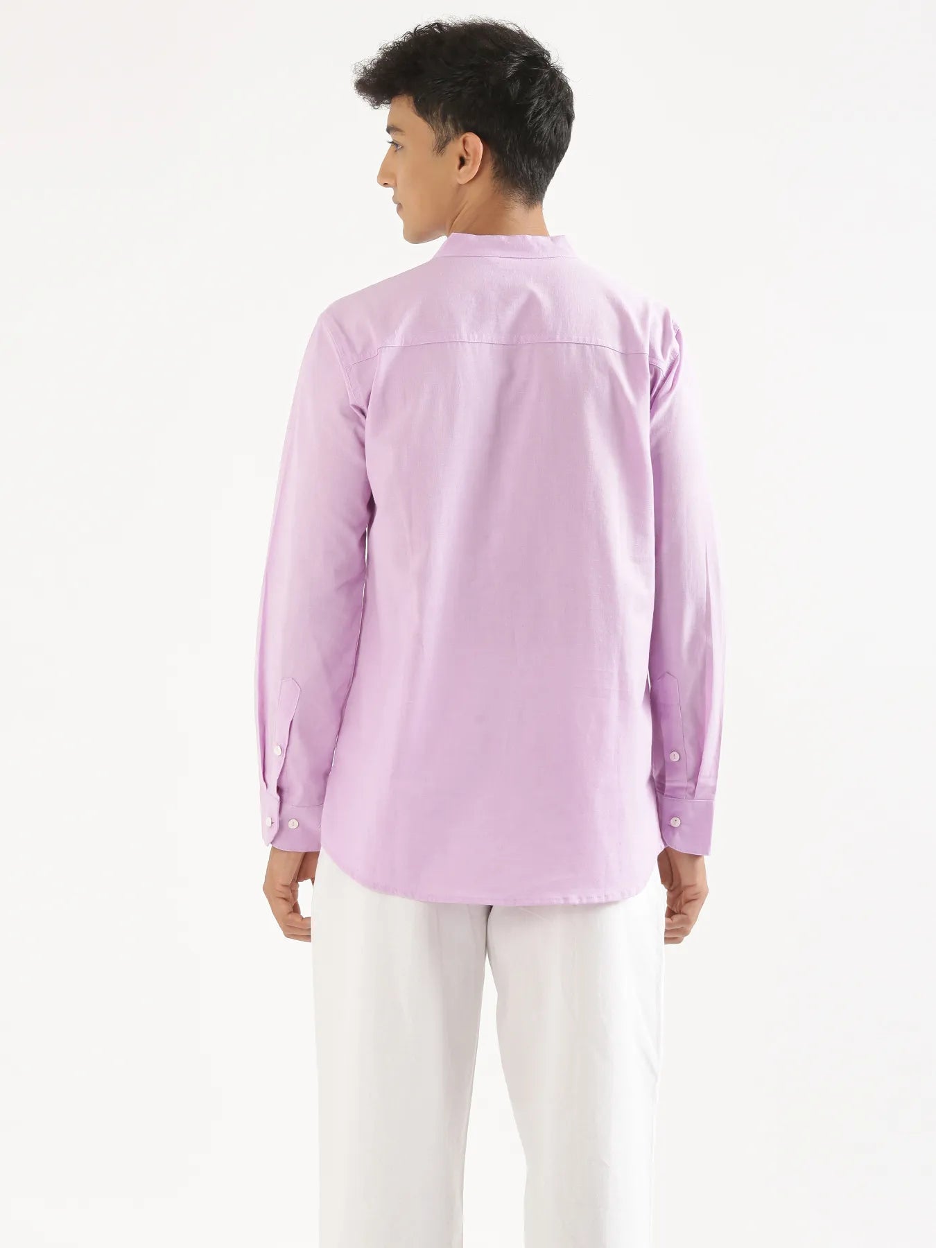 Men Lilac Airy Linen Short Kurta