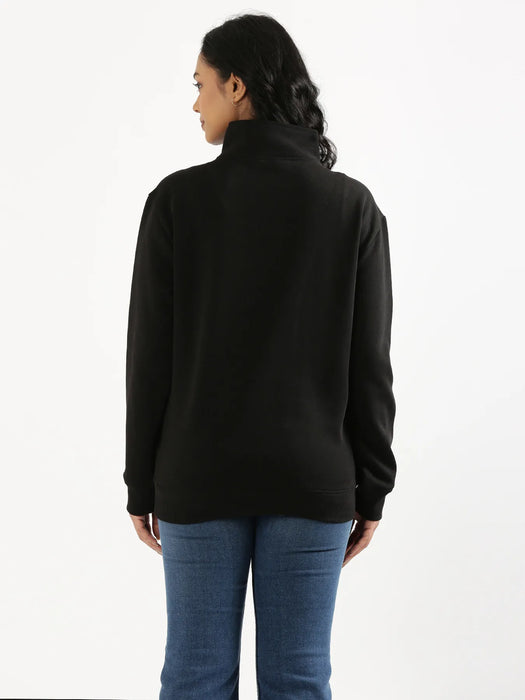 Unisex Black Zip Neck Sweatshirt