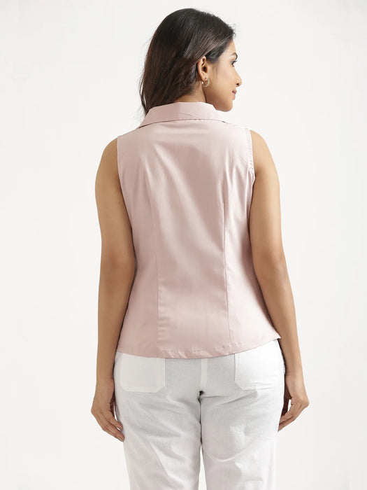 Women Mauve Pink Better Cotton Sleeveless Shirt