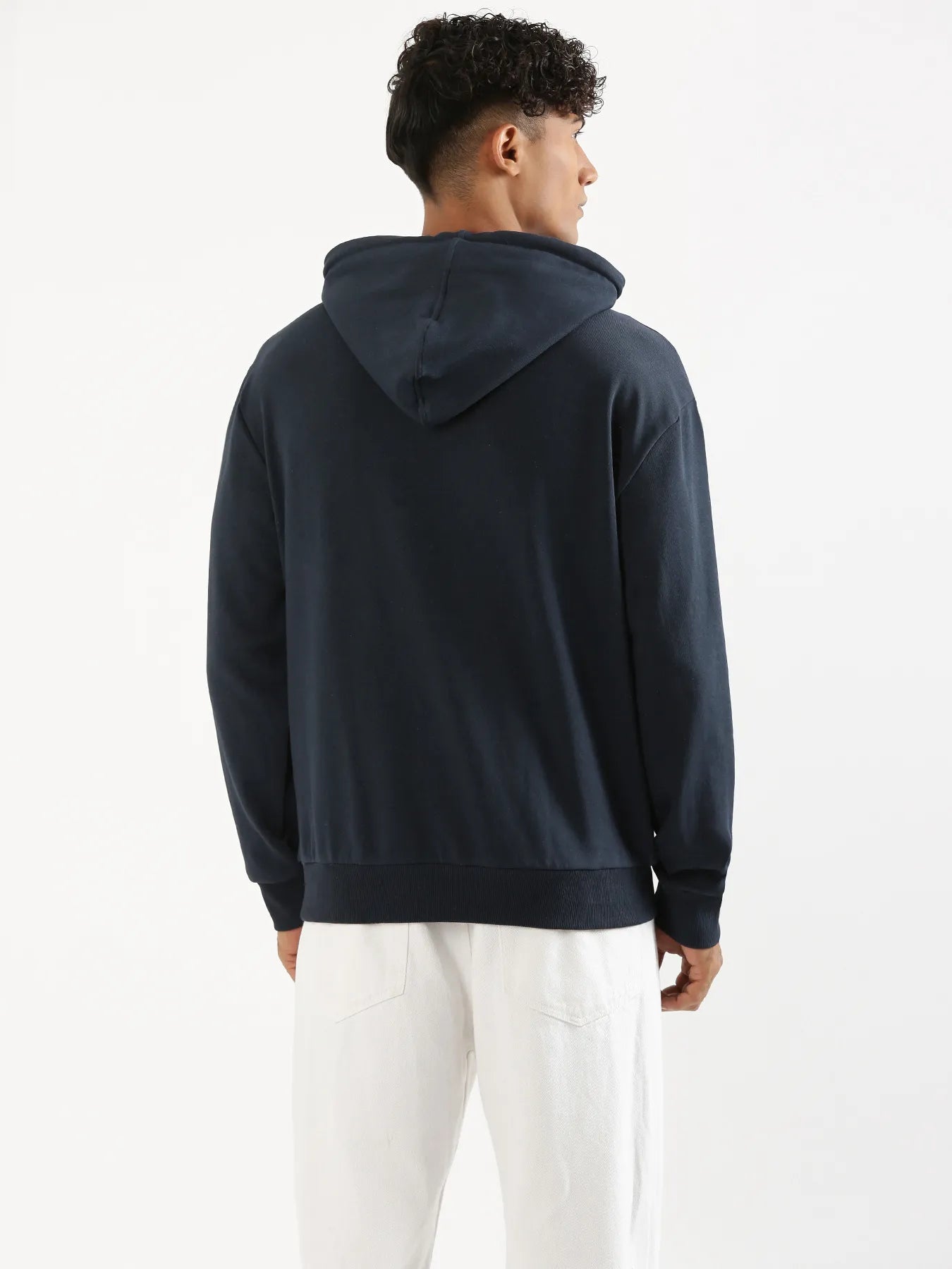 Unisex Navy Blue Pullover Fleece Hoodie