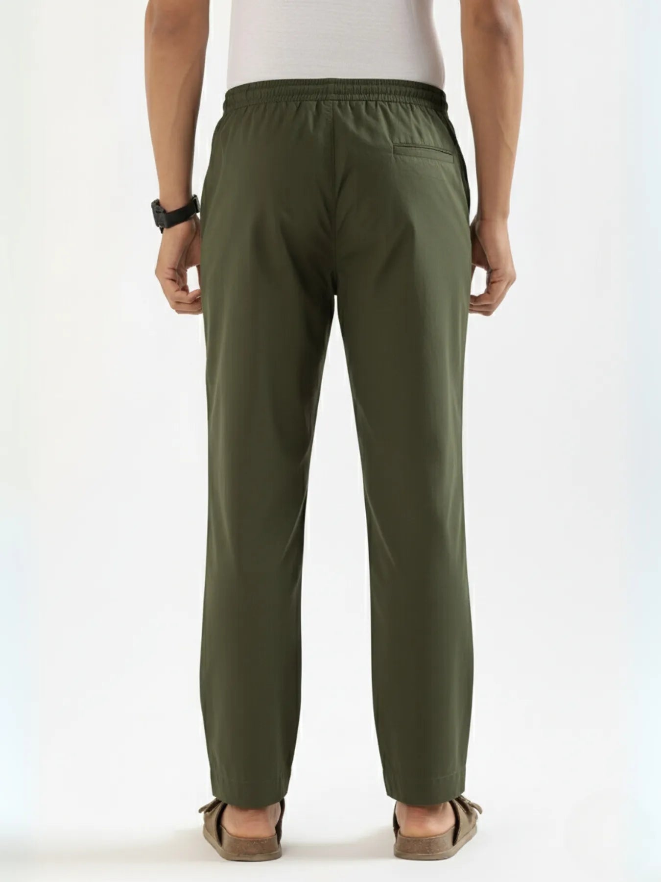 Men Olive Green Cotton Pant