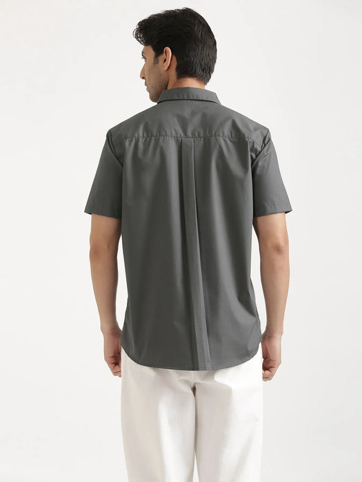 Men Dark Grey Better Cotton Short Sleeve Shirt