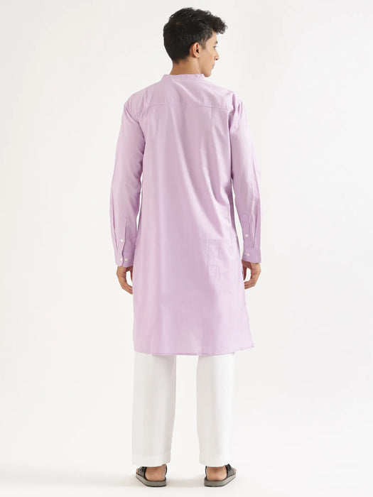 Men Lilac Airy Linen Long Kurta