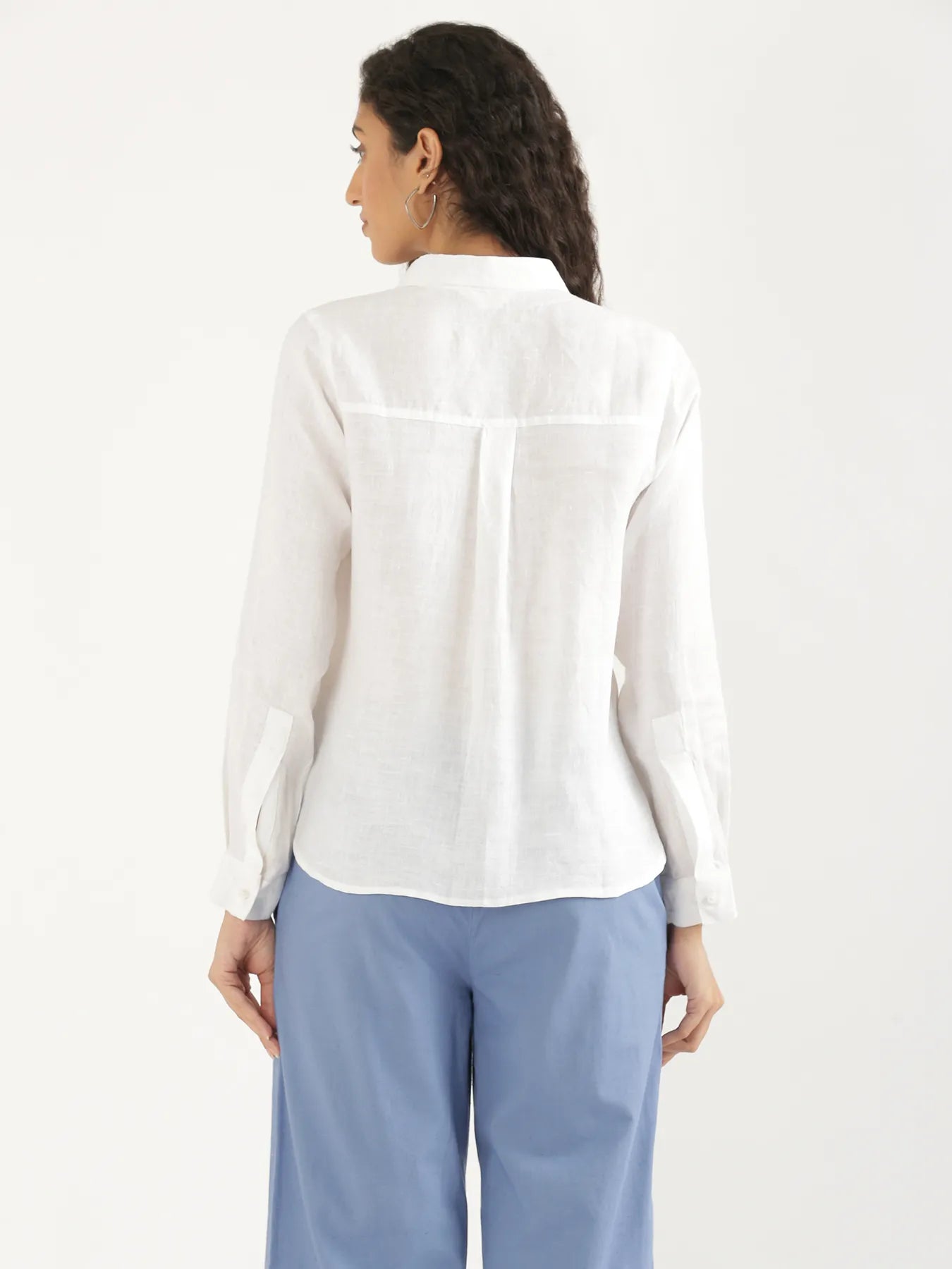 Women White Pure Linen Shirt