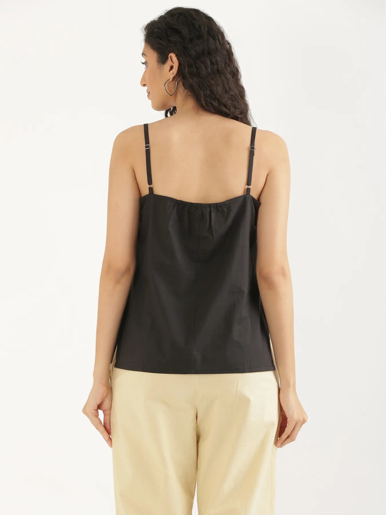 Women Black Cotton Camisole Top