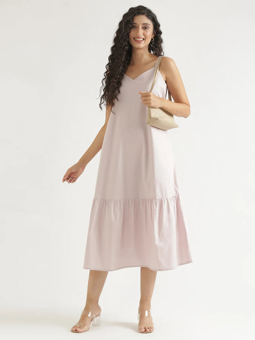 Women Mauve Pink Better Cotton Tier Dress