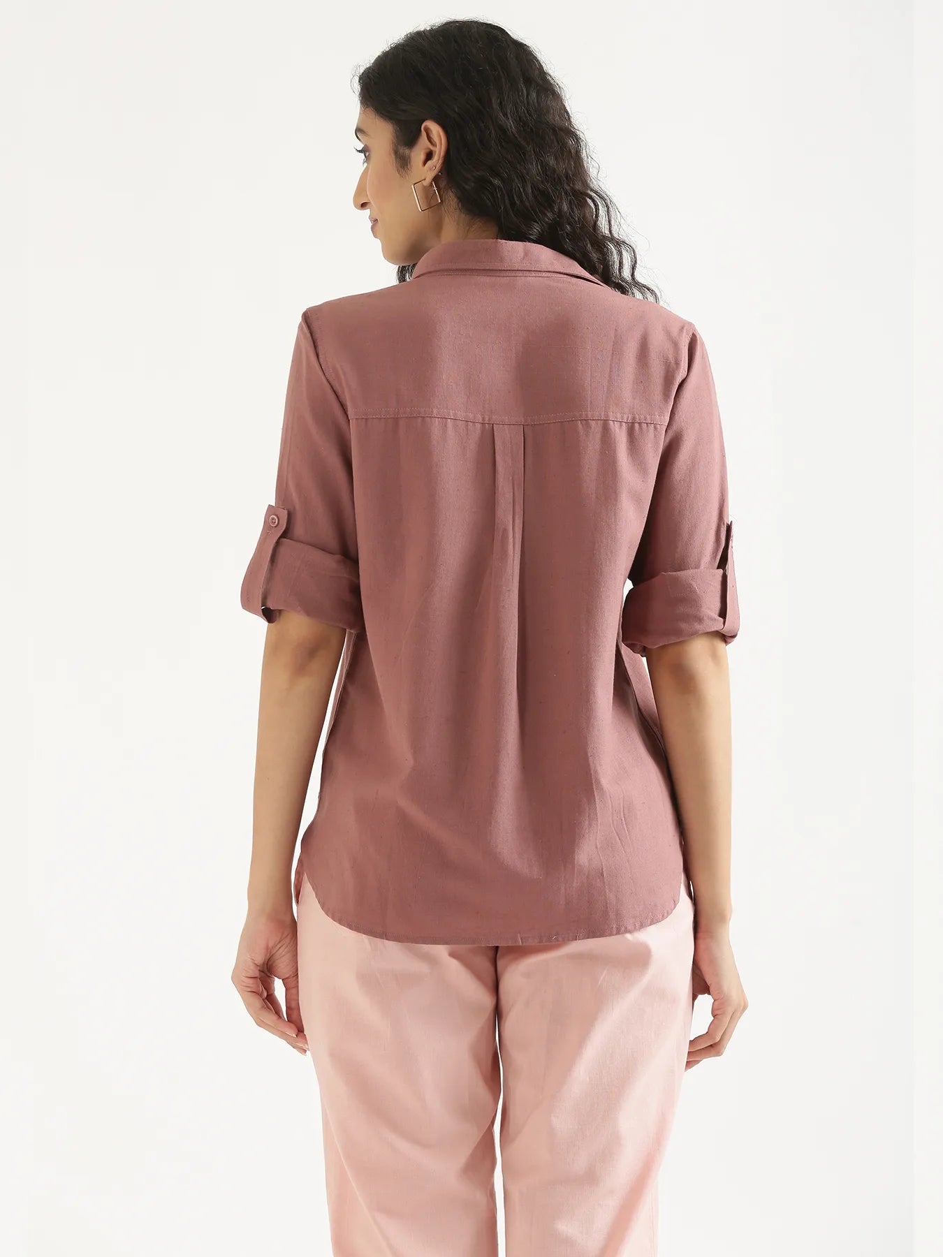 Women Rose Taupe Airy-Linen Shirt