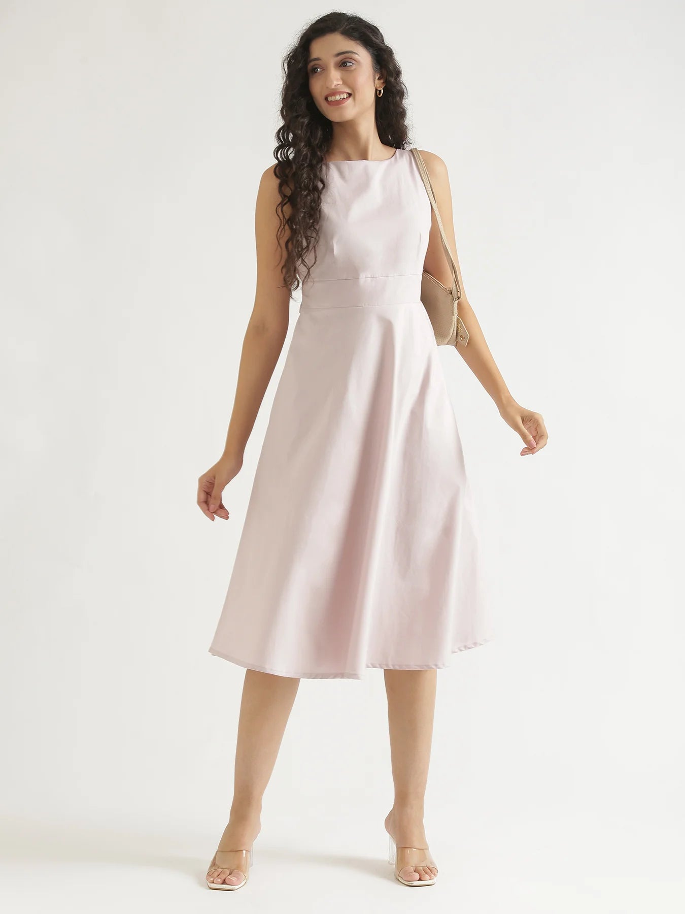 Women Mauve Pink Better Cotton Flared Dress