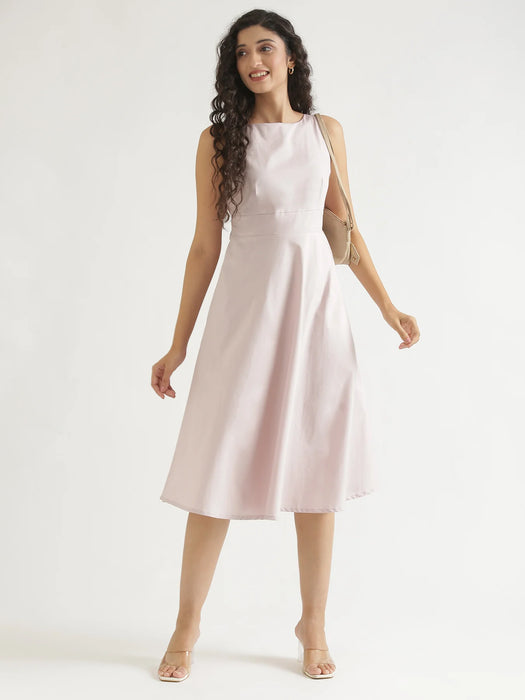 Women Mauve Pink Better Cotton Flared Dress
