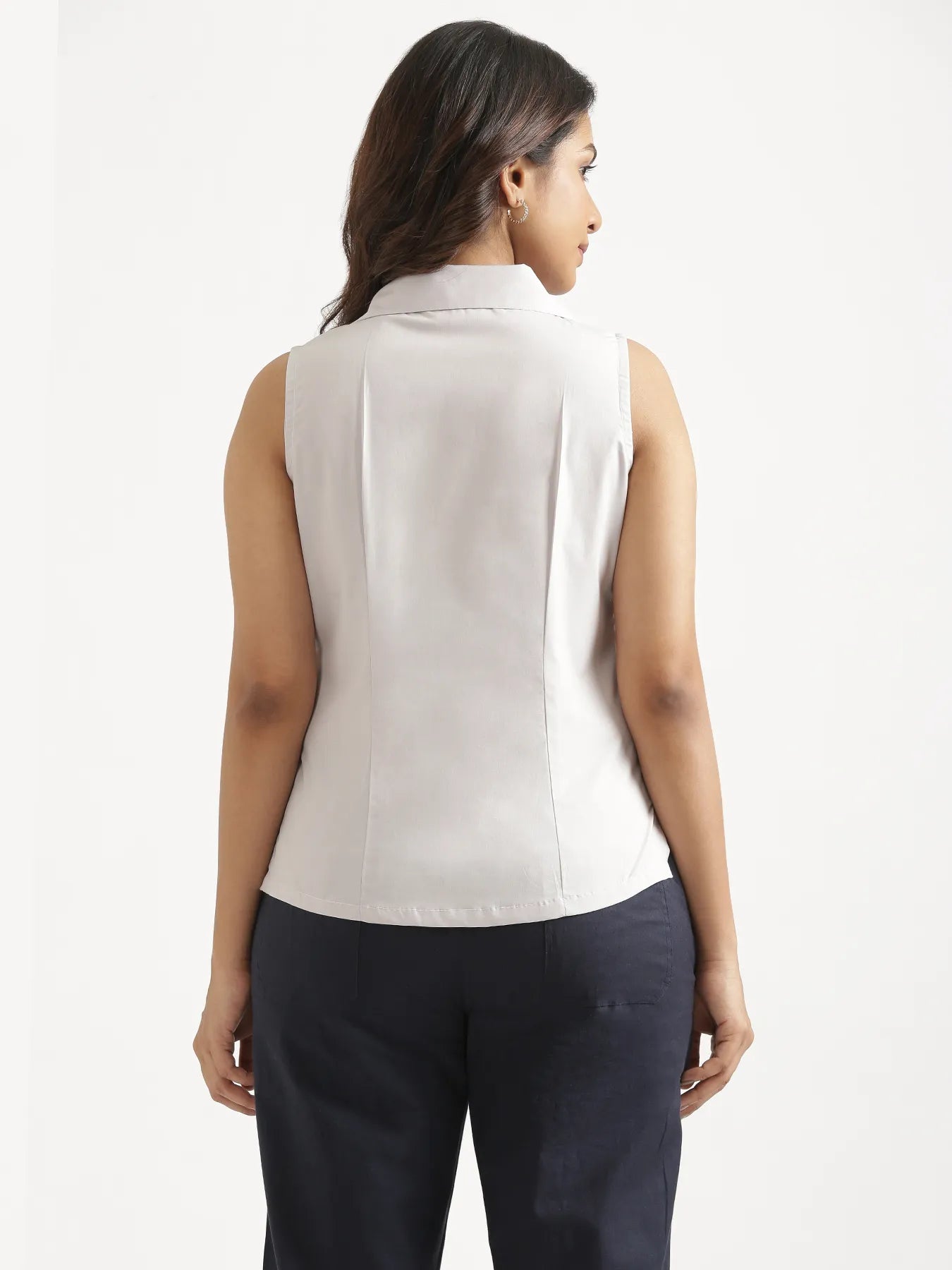 Women Light Grey Better Cotton Sleeveless Shirt