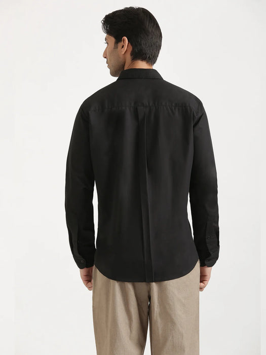 Men Black Better Cotton Full Sleeve Shirt