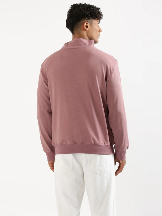 Unisex Rose Taupe Zip Neck Sweatshirt