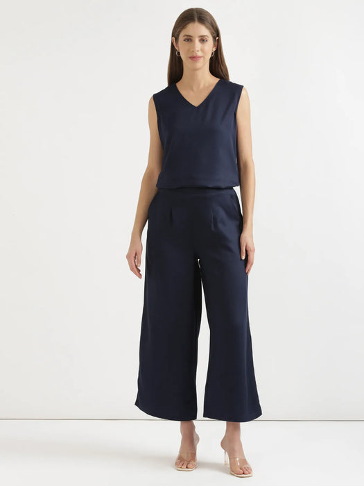 Women Navy Blue Viscose Palazzo Pant