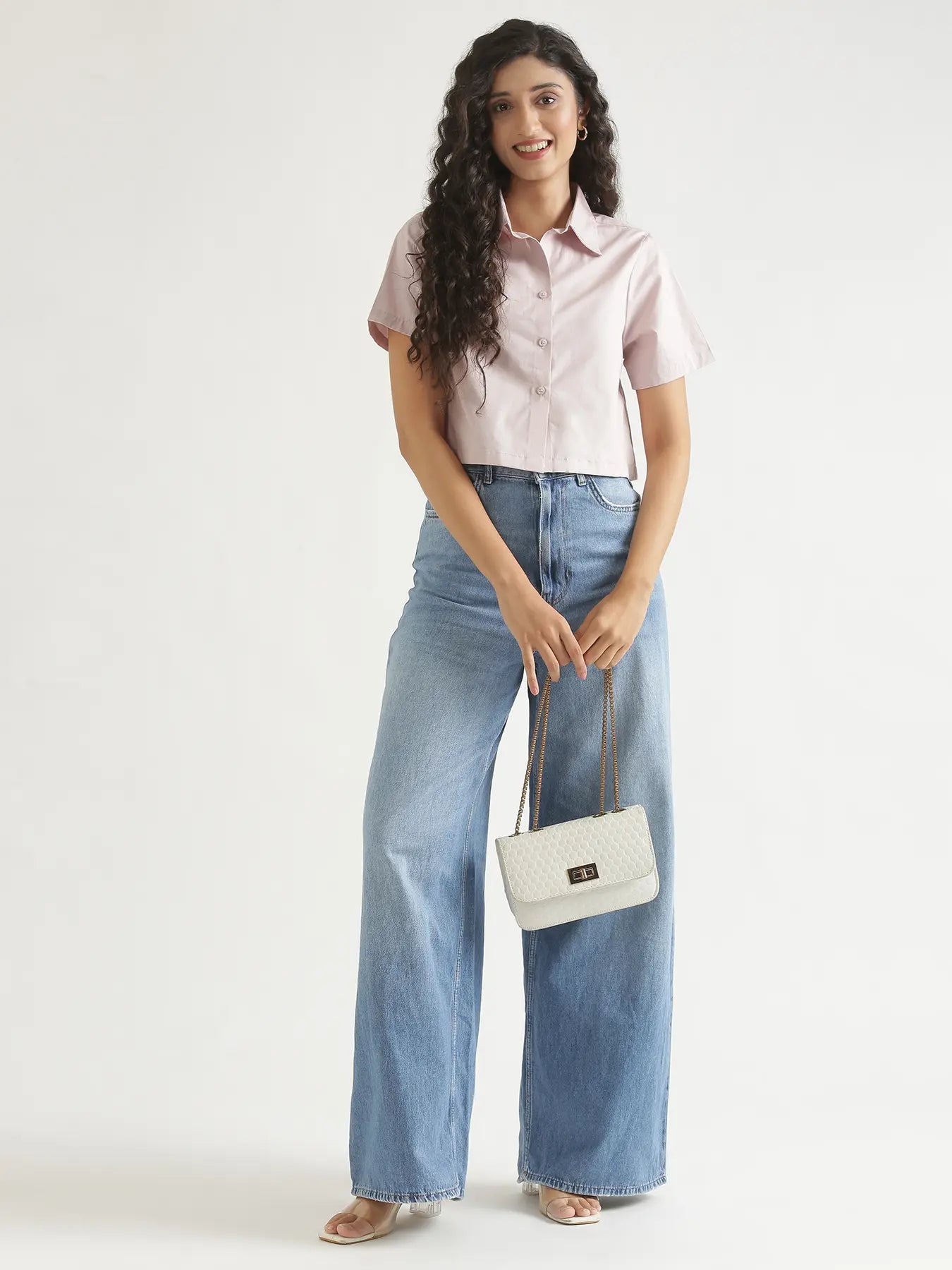 Women Mauve Pink Better Cotton Crop Shirt