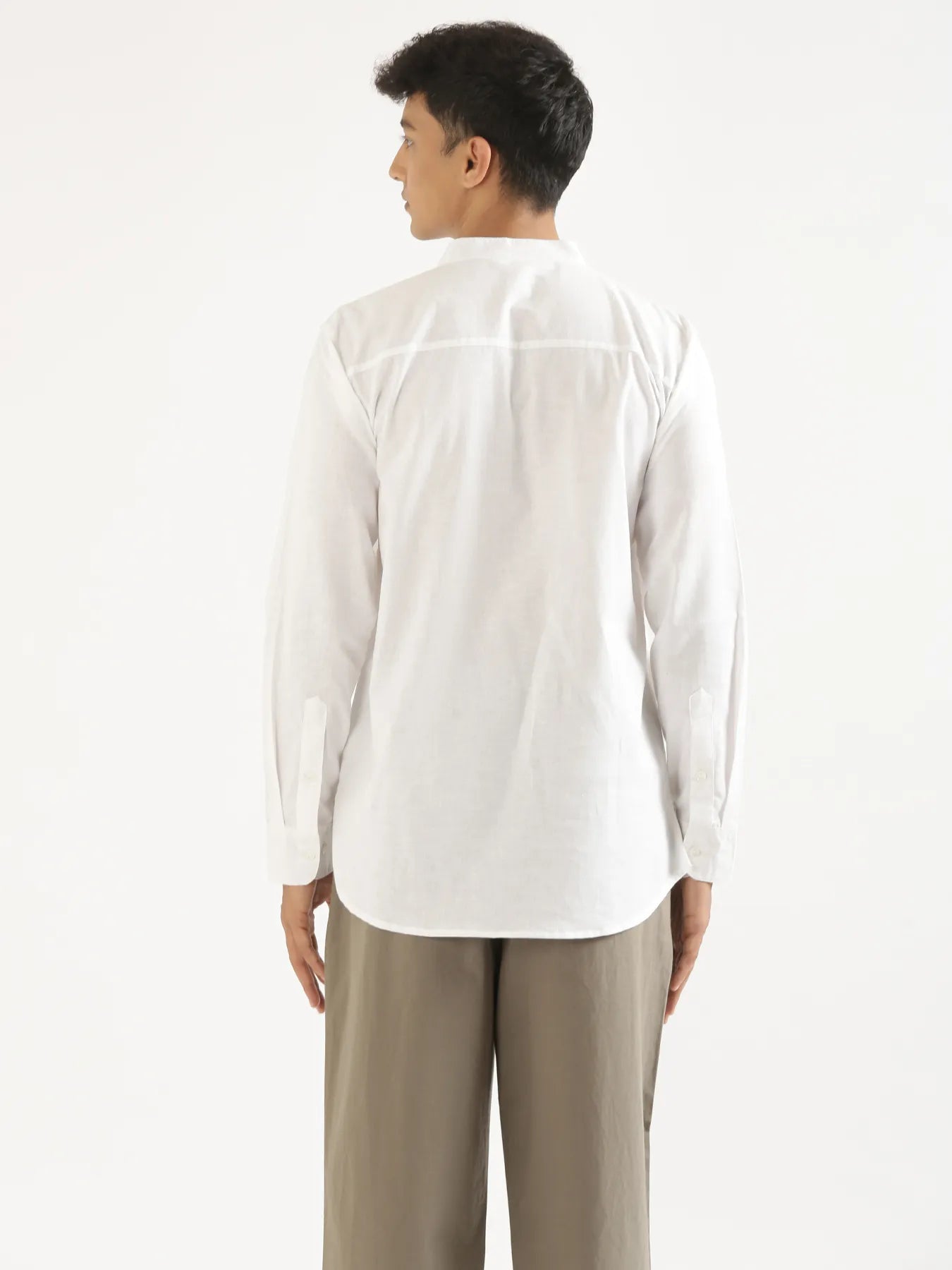 Men White Airy Linen Short Kurta