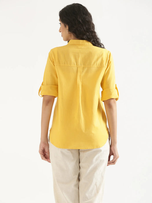Women Yellow Airy-Linen Shirt