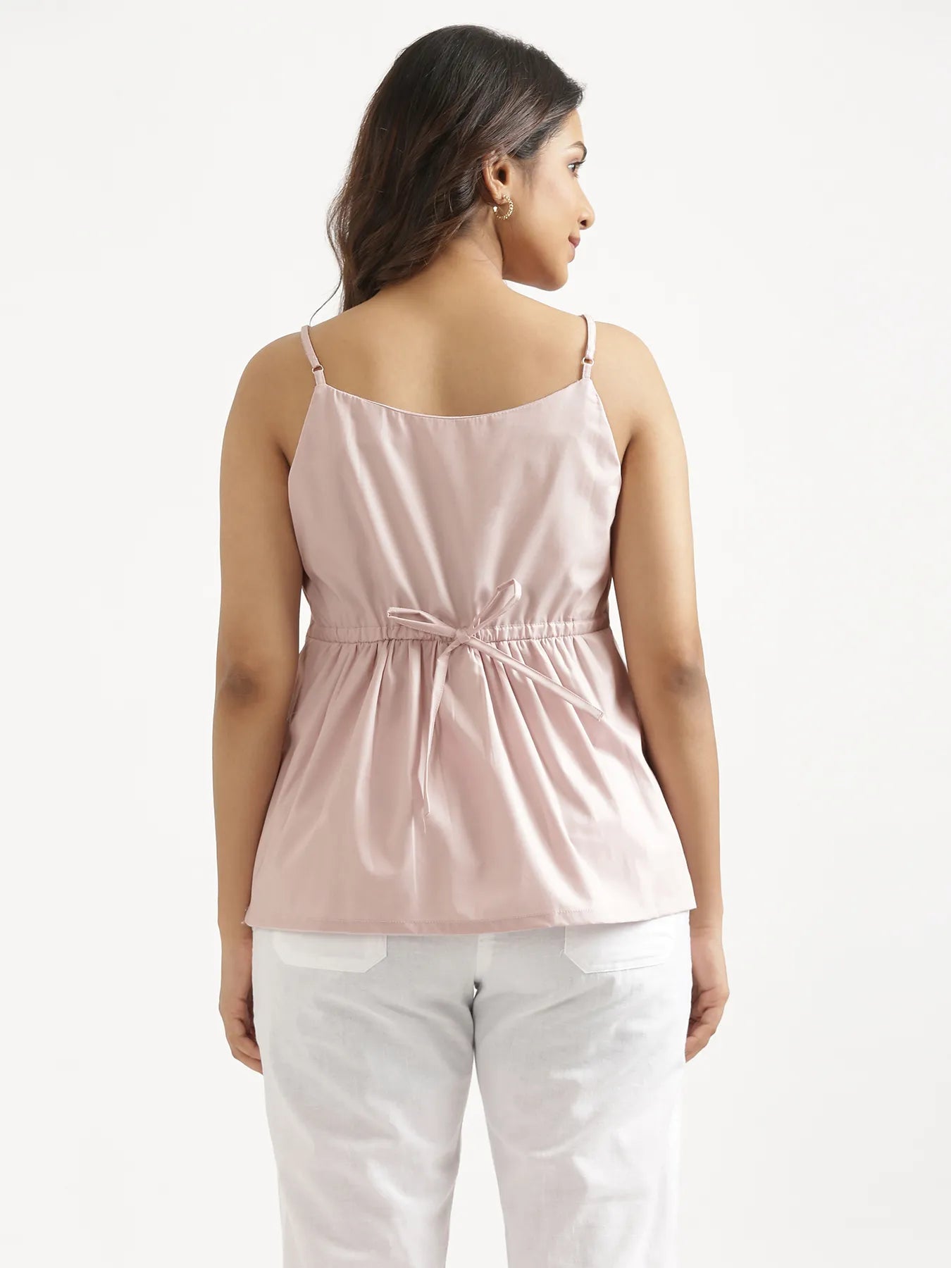 Women Mauve Pink Better Cotton Peplum Top