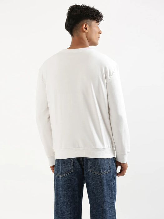 Unisex White Round Neck Sweatshirt