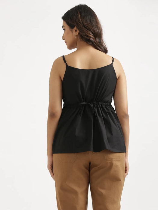 Women Black Better Cotton Peplum Top