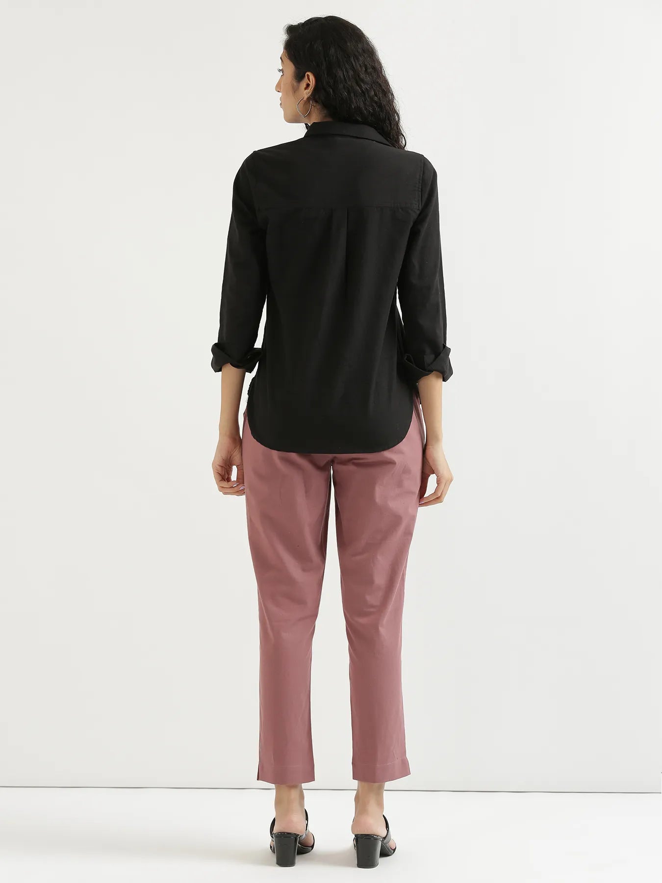 Women Rose Taupe Cotton Pant