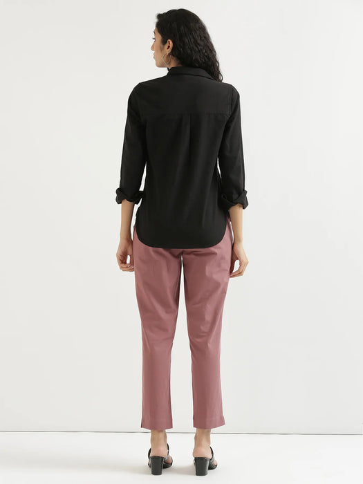 Women Rose Taupe Cotton Pant