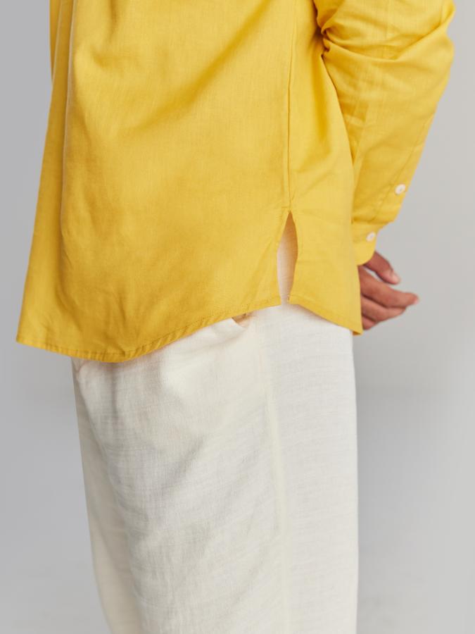 Yellow Airy Linen Short Kurta