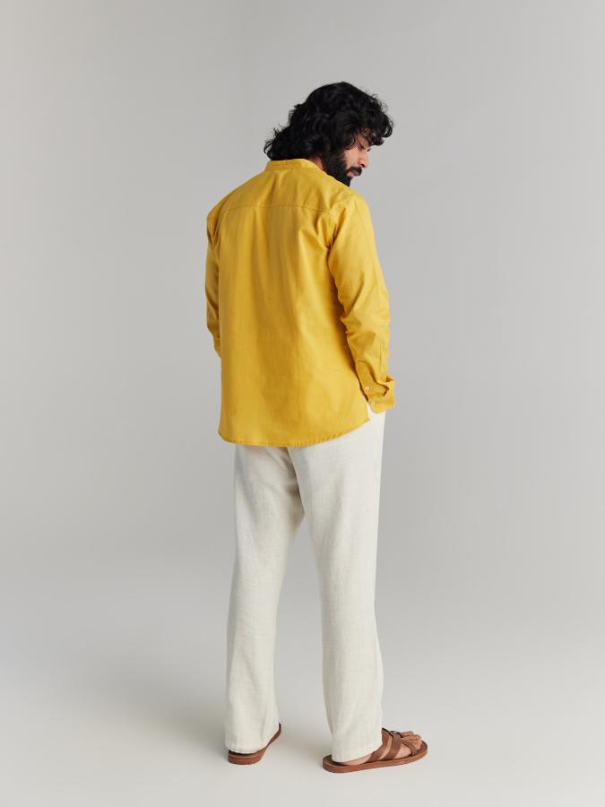 Yellow Airy Linen Short Kurta