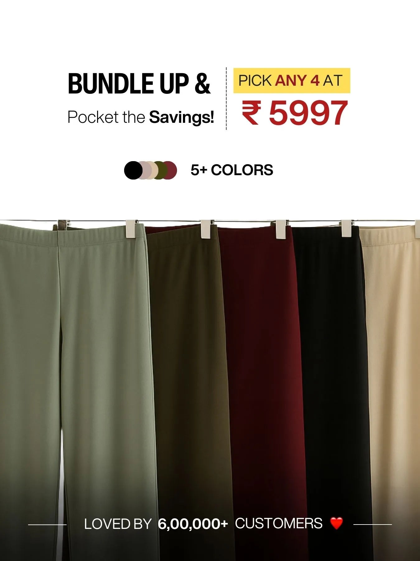 Pick Any 4 Women Wide Leg Pant