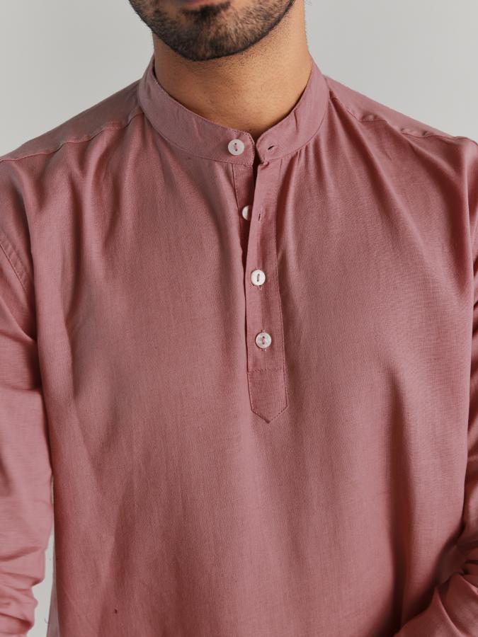 Rose Taupe Airy Linen Short Kurta