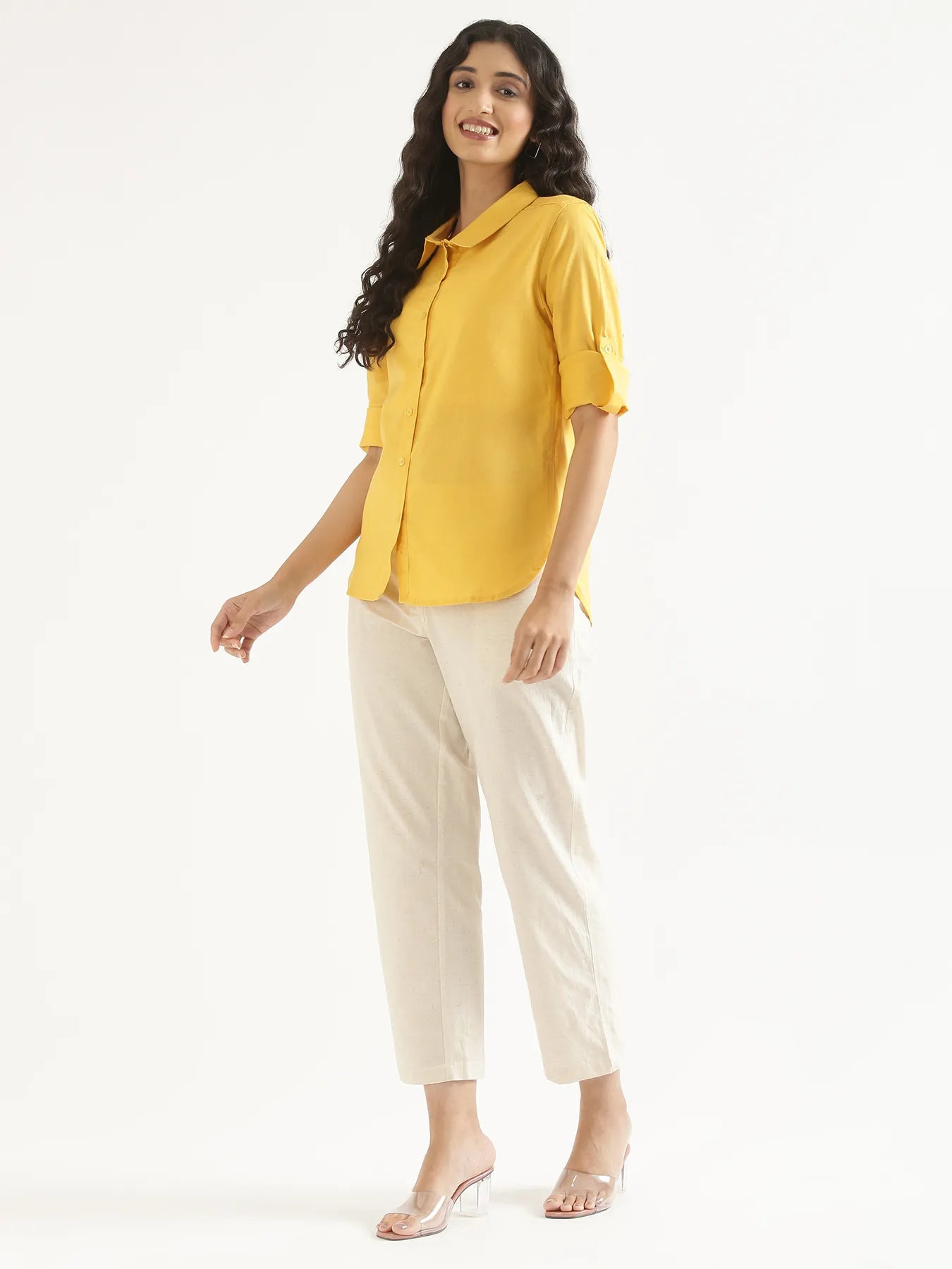 Women Yellow Airy-Linen Shirt