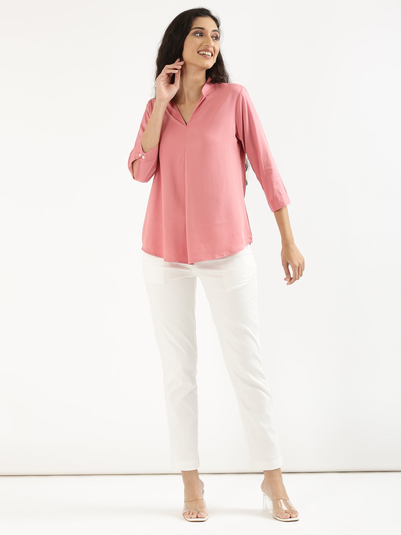 Rose Viscose Pleated Top