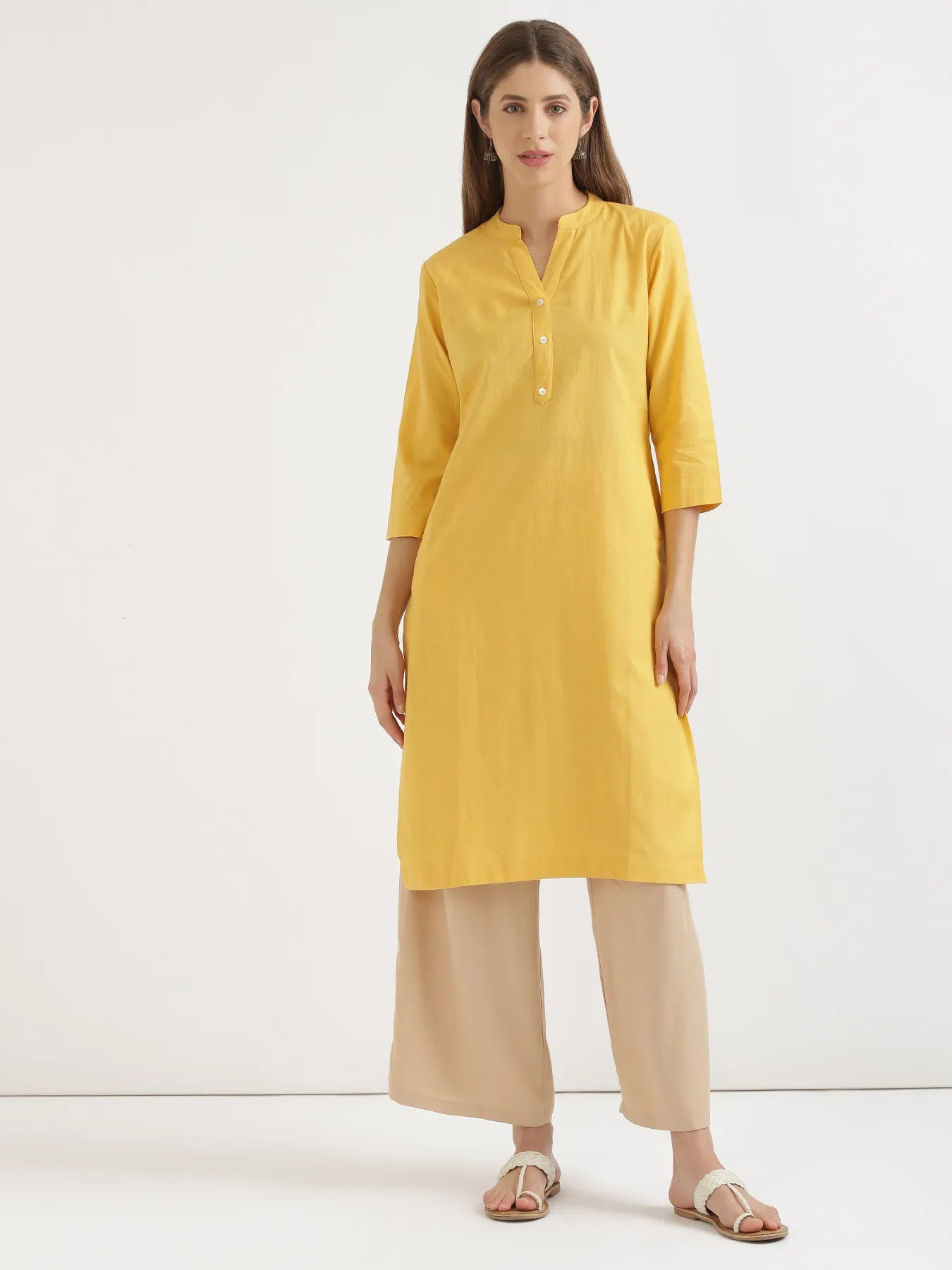 Women Beige Viscose Palazzo Pant