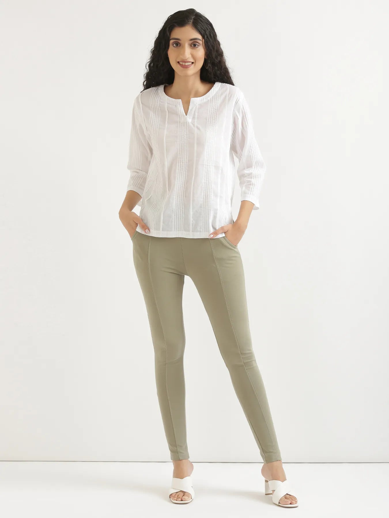 Women Mint Green 4-Way Stretchable Pants