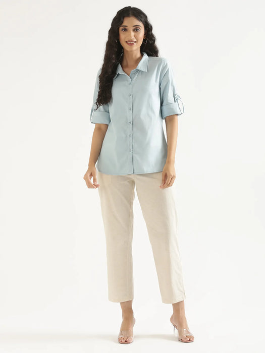 Women Sky Blue Airy-Linen Shirt
