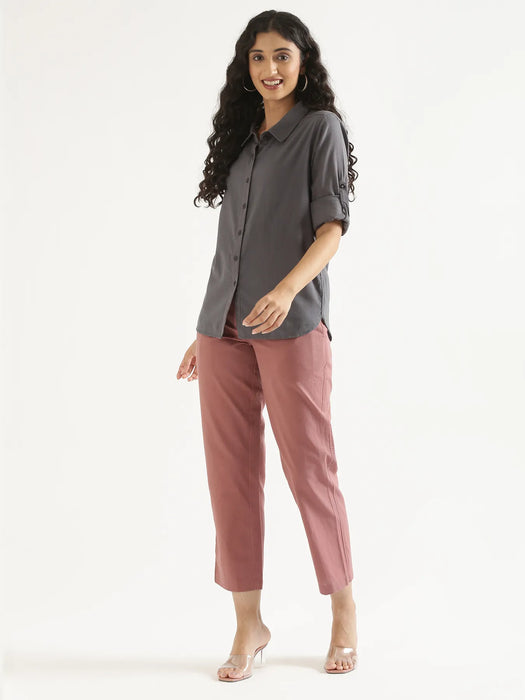 Women Slate Grey Airy-Linen Shirt