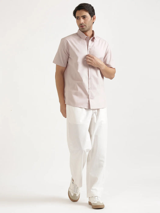 Men Mauve Pink Better Cotton Short Sleeve Shirt