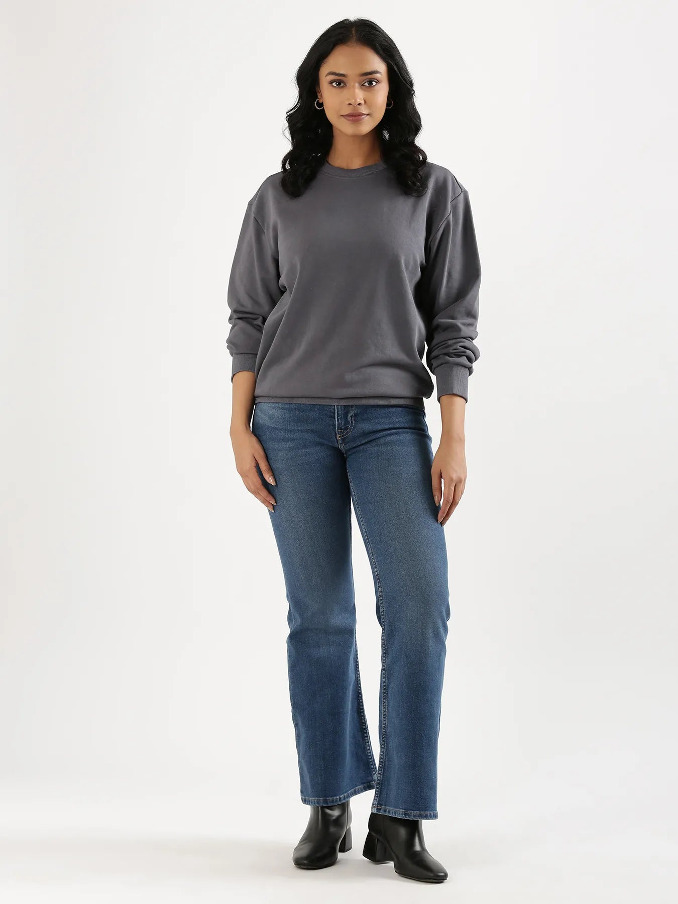 Unisex Grey Round Neck Sweatshirt