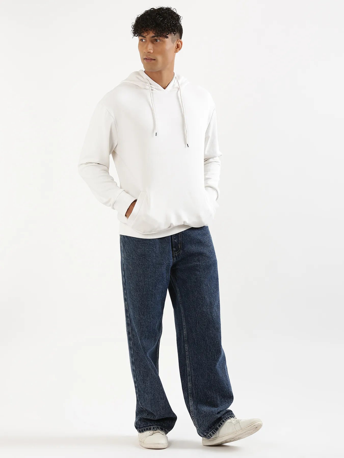 Unisex White Pullover Fleece Hoodie