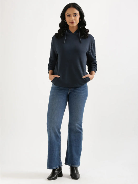 Unisex Navy Blue Pullover Fleece Hoodie